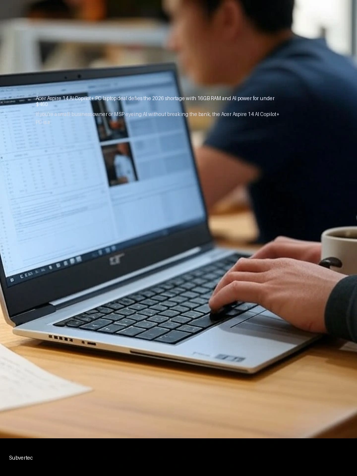 Acer Aspire 14 AI Copilot+ PC laptop deal defies the 2026 shortage with 16GB RAM and AI power for under $460